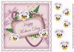 Lilac Pansy Mothers Day Vintage 8in Decoupage Topper