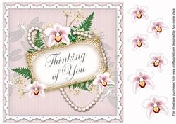 White Orchid Thinking of You 8in Decoupage Topper