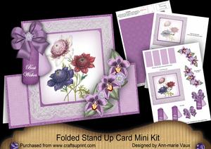 Floral Trio Best Wishes Folded Stand-up Card Mini Kit