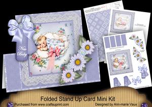 Blue Baby Boy New Baby Folded Stand-up Card Mini Kit
