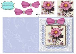 Pink Dog Rose Square Lace Card
