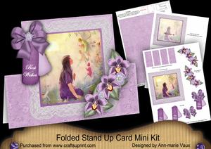 Lavender Fairy Best Wishes Folded Stand-up Card Mini Kit