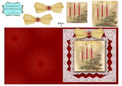 Christmas Candle Trio Square Lace Card