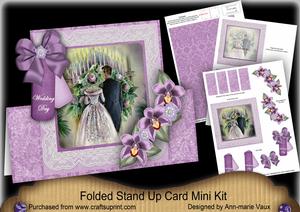 Lilac Couple Wedding Day Folded Stand-up Card Mini Kit