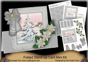 Snow Tree Happy Christmas Folded Stand-up Card Mini Kit