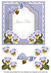 Pale Blue Pansy Just a Note Fancy 7in Decoupage Topper