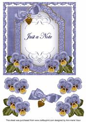 Blue Pansy Just a Note Fancy 7in Decoupage Topper