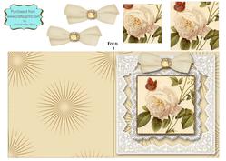 Butterfly White Rose Square Lace Card