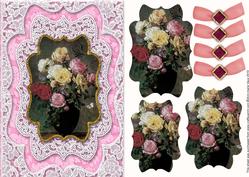 Rose Bouquet Lace Card Front Step by Step