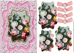 Mixed Roses Lace Card Front Step by Step