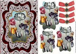 Colourful Tulips A5 Lace Card Front Step by Step