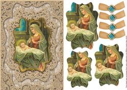 Mary and Baby Jesus A5 Lace Card Front Step by Step