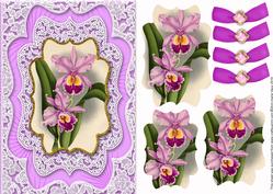 Lilac Orchids A5 Lace Card Front Step by Step