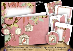 Birdcage Pink 7x5inch Landscape Card & Envelope Mini Kit