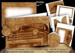 Vintage Car 7x5inch Landscape Card & Envelope Mini Kit