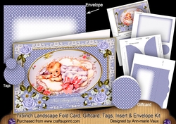 New Baby Boy 7x5inch Landscape Card & Envelope Mini Kit