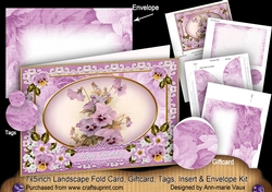 Pansies Happy Birthday 7x5inch Landscape Card & Envelope Mini Kit