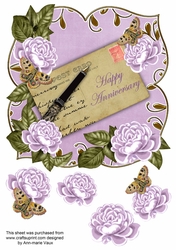 Lilac Rose Happy Anniversary 8in Fancy Rose Topper