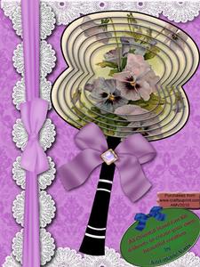 Purple Pansies Oriental Lace Fan Topper Kit