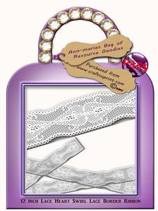 Heart Swirls Lace Border Ribbon