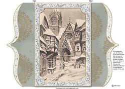 Christmas Snow Village Shops Bracket Shaped Lace Card