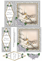 Ice Church Happy Christmas 7x5inch Diamond Lace Step by Step
