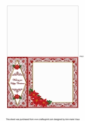 Red Poinsettia Happy Christmas 7x5inch Folded Diamond Insert