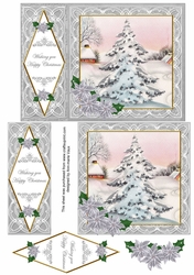 Snow Tree Happy Christmas 7x5inch Diamond Lace Step by Step