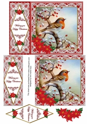 Red Robin Happy Christmas 7x5inch Diamond Lace Step by Step