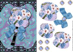 Oriental Daisies A5 Fan Card Front Step by Step