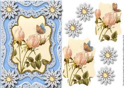 Vintage Butterfly White Rose A5 Lace Card Front Step by Step
