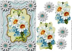 Vintage Blue Daisies A5 Lace Card Front Step by Step