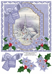 Blue Church Seasons Greetings 8in Step by Step