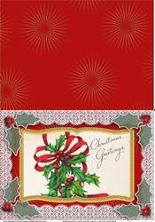 Christmas Greetings Holly Book Style Card