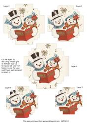 Christmas Snowman Couple Ex Shaped Pyramid Toppers