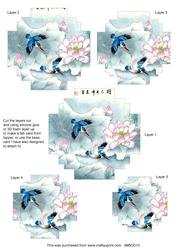 Oriental Blue Birds Ex Style Matching Pyramid Toppers