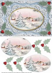 Snowy Christmas Tree A5 Oval Lace Card Front Step by Step