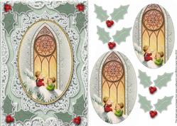 Christmas Church Window A5 Lace Card Front Step by Step