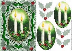 Christmas Candle Duo A5 Lace Card Front Step by Step