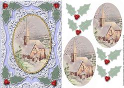 Pretty Snow Church A5 Lace Card Front Step by Step