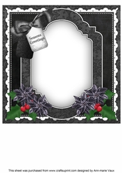 Black Stream Seasons Greetings 8x8inch Fancy Insert Panel