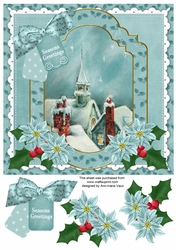Teal Church Seasons Greetings 8x8inch Step by Step