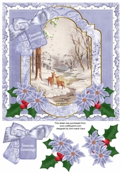 Snow Deer Seasons Greetings 8x8inch Step by Step