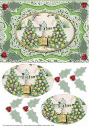 Christmas Gate Trees A5 Lace Card Front Step by Step
