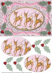 3 Little Reindeers A5 Lace Card Front Step by Step
