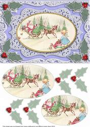 Christmas Sleigh A5 Lace Oval Card Front Step by Step