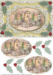 Christmas Door A5 Oval Lace Card Front Step by Step