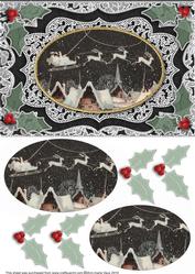 Christmas Skies A5 Lace Oval Card Front Step by Step