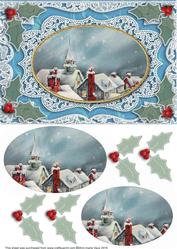 Christmas Rooftops A5 Lace Oval Card Front Step by Step