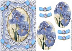 Blue Iris A5 Lace Oval Card Front Step by Step